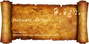 Hatvani Ábel névjegykártya