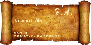 Hatvani Ábel névjegykártya